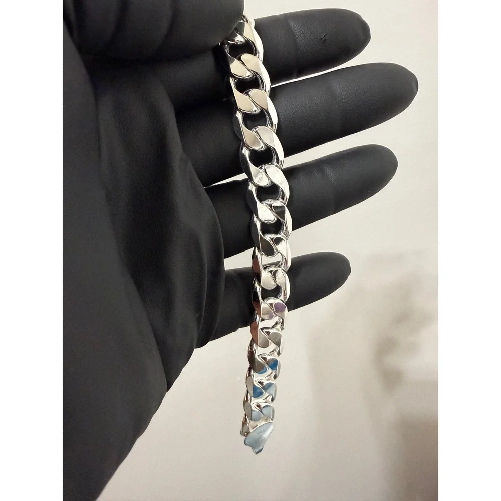 cuban bracelet silver filled stamped 9 inch 12.5mm lobster clasp